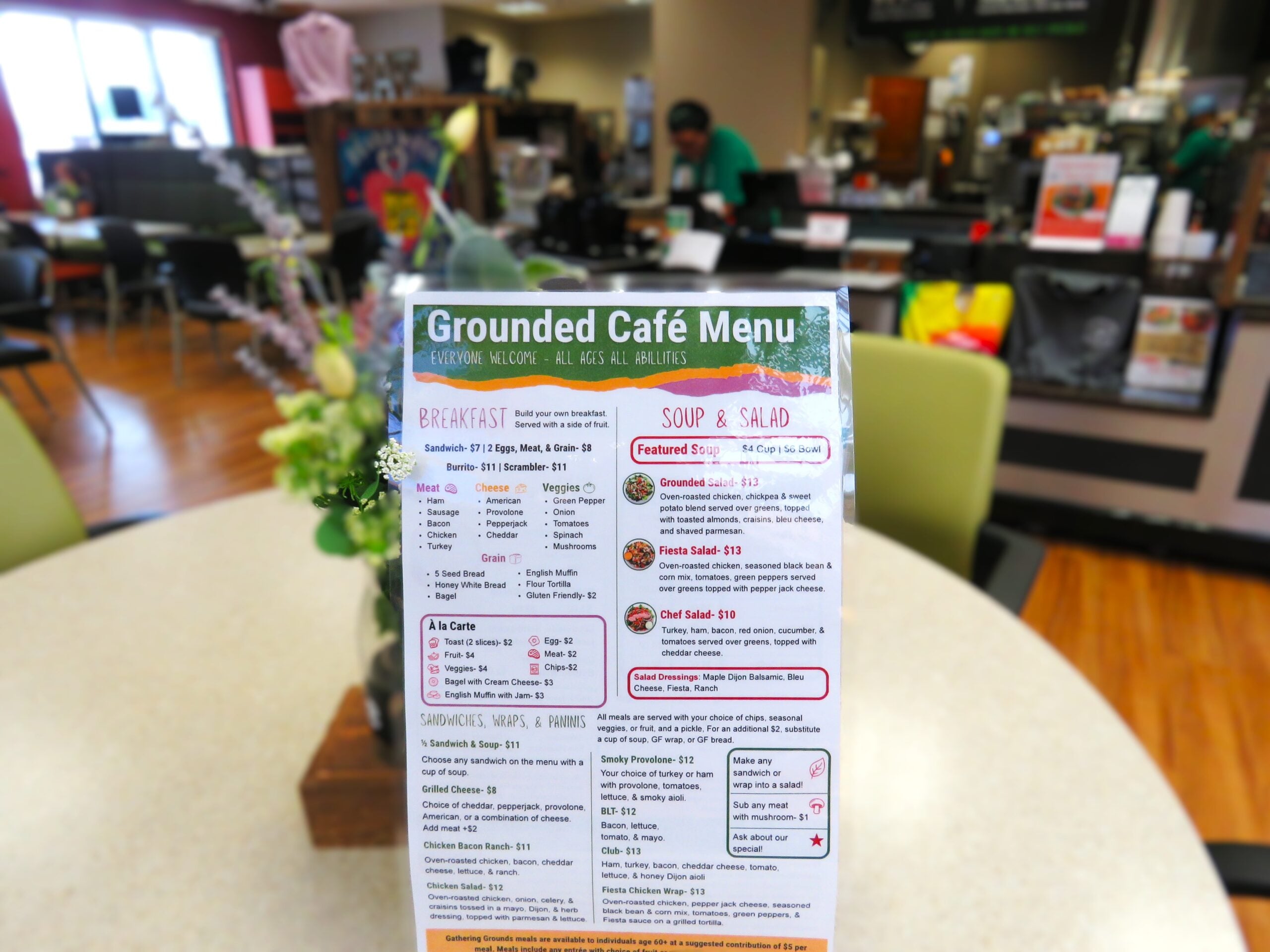 new grounded cafe menu